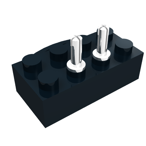 Lego Brick 2 x 4, 12V with Power Pickups for Train Motor and Cross-cut Pins / Black