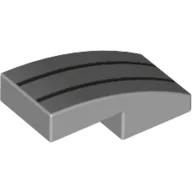 Brick Curved 2 x 1 No Studs with 2 Silver Lines Print / Light Bluish Gray