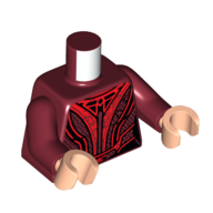 Lego Torso, Robe, Red Decorations/Trim print, Dark Red Arms, Light Nougat Hands / Dark Red