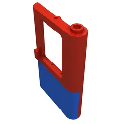 Door 1 x 4 x 5 Train Right with Blue Bottom Half Print / Red