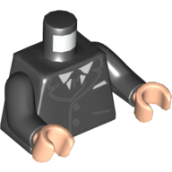 Lego Torso Jacket, White Shirt, Black Tie Print, Black Arms, Light Nougat Hands / Black