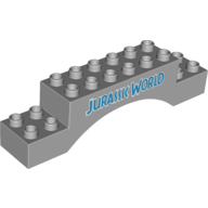 Lego Duplo Brick 2 x 10 x 2 Arch with 'JURASSIC WORLD' Print / Light Bluish Gray