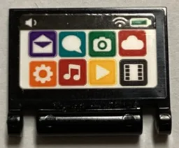 Minifigure, Utensil Book Cover with Tablet Computer Screen with App Icons on White Background Pattern (Sticker) - Set 60380