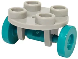 Plate, Round 2 x 2 Thin with Wheel Holder with Dark Turquoise Wheels (2655 / 2496)