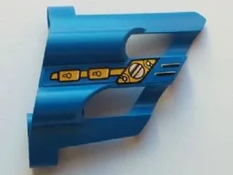 Technic, Panel Fairing # 1 Large Short, Large Holes, Side A with Silver and Yellow Mechanical Pattern (Sticker) - Set 8444