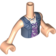 Lego Minidoll Torso Girl with Sand Blue Jacket, Lavender Top with Birds, Necklace and Pendulum / Light Nougat
