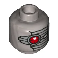 Minifig Head Deadshot, Silver Face Mask, Red Mechanical Right Eye Print [Hollow Stud]