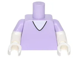 Torso V-Neck with White Undershirt Pattern / White Arms with Molded Lavender Short Sleeves Pattern / White Hands