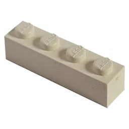 Modulex Brick 1 x 4 with LEGO on Stud / Modulex White