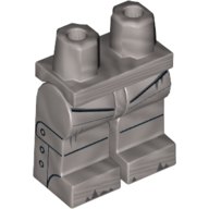 Lego Hips and Flat Silver Legs with Seams and Rivets, Dark Bluish Gray 'Rust' Print / Flat Silver