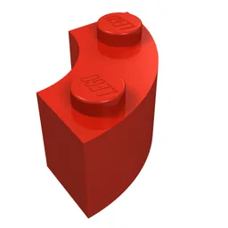 Brick Round Corner 2 x 2 Macaroni without Stud Notch / Red