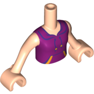 Lego Minidoll Torso Girl with Magenta Top with Strings and Front Pockets print / Light Nougat Arms with Hands / Light Nougat