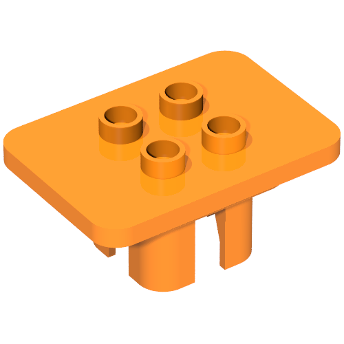 Lego Duplo Table 3 x 4 x 1 1/2 with 4 Top Studs / Orange