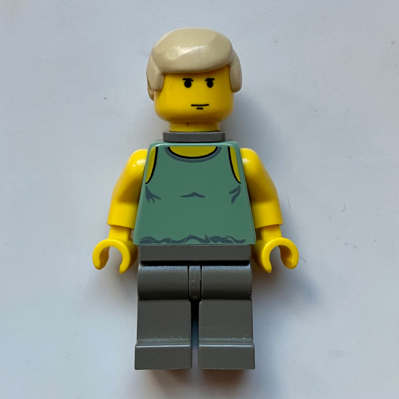 Lego Luke Skywalker, Dagobah Outfit, Yellow Skin, Sand Green Tank Top with Neck Bracket