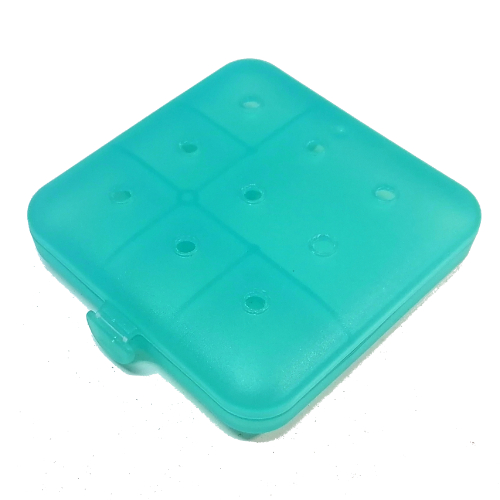 Lego Clikits Container Box, Square with 3 x 3 Holes Arrangement - Hinged / Trans-Light Blue