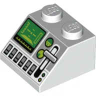 Brick Sloped 45° 2 x 2 with Computer Screen, Lever Print / White