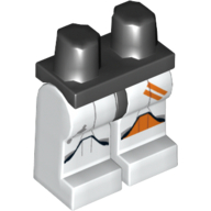 Lego Hips and White Legs with Orange and Black Armour Print (Clone Trooper) / Black