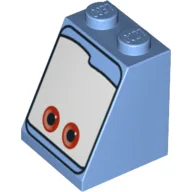 Brick Sloped 65° 2 x 2 x 2 with Eyes, Red on White Background Print (Guido)