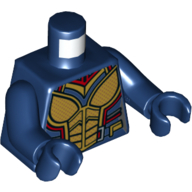 Lego Torso Armor with Gold Wasp Insect Eyes Plates, and Dark Red Trim Print, Dark Blue Arms and Hands / Dark Blue