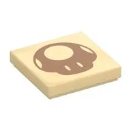 Tile 2 x 2 with Medium Nougat Super Mushroom Print / Tan