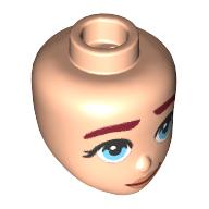 Lego Minidoll Head Dark Red Eyebrows, Medium Azure Eyes, Nougat Lips print / Light Nougat