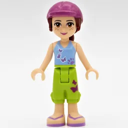 Mia - Medium Azure Top, Lime Trousers, Magenta Cap