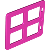 Lego Duplo Door / Window with Four Equal Square Cornered Panes / Dark Pink