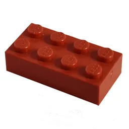 Modulex Brick 2 x 4 with LEGO on Studs / Modulex Red
