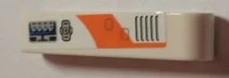 Technic, Liftarm Thick 1 x 5 with Vents, Controls and Orange Curved Stripe Pattern Model Left Side (Sticker) - Set 7646