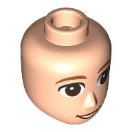 Lego Minidoll Head Male Dark Orange Eyebrows, Dark Brown Eyes, Open Mouth / Light Nougat