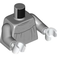 Lego Torso, Friar Robe, Hood, Dark Bluish grey Stitches print, Light Bluish Gray Arms, White Hands / Light Bluish Gray