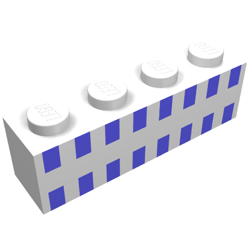 Lego Brick 1 x 4 with Ferry Squares Light Blue in 2 Lines Print / White