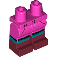 Lego Hips with Dark Pink Legs and Dark Red Boots Pattern with Black/Blue/Dark Turquoise Stripes print / Dark Pink