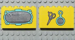 Stickered Assembly 6 x 1 x 3 with Fabuland Mirror and Scissors Pattern (Stickers) - Set 3623