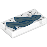 Lego Tile 1 x 2 with Sand Blue Shoes print / Trans-Clear