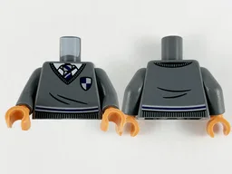Torso Harry Potter Sweater and Tie, Ravenclaw Shield and Stripe Pattern / Dark Bluish Gray Arms / Nougat Hands
