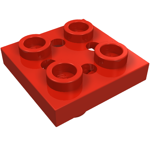 Lego Plate Special 2 x 2 with Pin on Bottom, Small Holes in Plate and Rotational Locking Fingers on Underside
