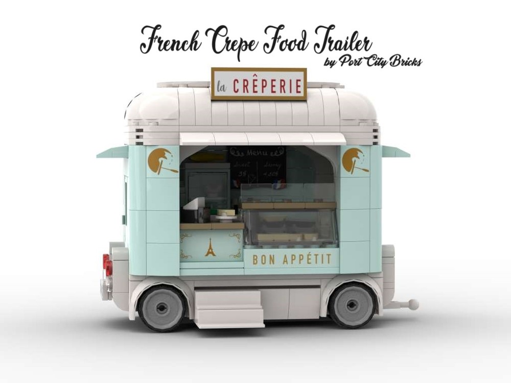 Lego French Crepe Food Trailer (La Creperie) - Market Stall Series