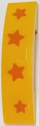 Slope, Curved 4 x 1 x 2/3 Double with 4 Orange Stars Pattern (Sticker) - Set 40228