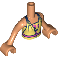 Lego Minidoll Torso Girl, with Yellow Top, Dark Blue Trim, Pink Belt / Nougat