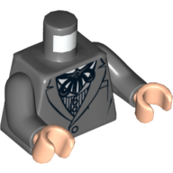 Lego Torso Jacket and Striped Vest with String Tie Print, Dark Bluish Gray Arms, Light Nougat Hands / Dark Bluish Gray
