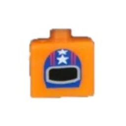 Pen Bead, Square with Racing Helmet Print / Orange