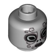 Lego Minifig Head Death Eater, Ornate Silver Mask Print [Blocked Open Stud] / Light Bluish Gray