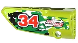Technic, Panel Fairing # 3 Small Smooth Long, Side A with Red Number 34, 2 White Arrows and 'PULL BACK' Pattern (Sticker) - Set 42027