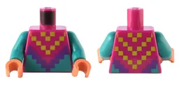 Torso Pixelated Lime and Dark Purple Triangle Scarf / Poncho over Dark Turquoise Shirt Pattern / Dark Turquoise Arms / Nougat Hands