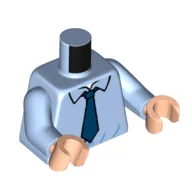 Torso, Shirt, Dark Blue Tie Print, Bright Light Blue Arms, Light Nougat Hands / Bright Light Blue