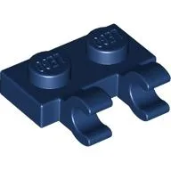Plate Special 1 x 2 with Clips Horizontal [Open O Clips] / Dark Blue