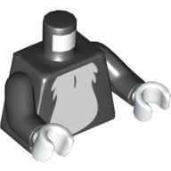 Lego Torso, White Fur print, Black Arms, White Hands / Black
