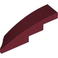 Brick Wedged, Curved 1 x 4 with Stud Notch Right / Dark Red