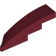 Lego Brick Wedged, Curved 1 x 4 with Stud Notch Right / Dark Red
